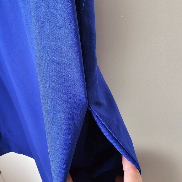 EUC STACCATO ELECTRIC BLUE V NECK FLUTTER SLEEVES SHORT DRESS SZ LARGE - Picture 9 of 15